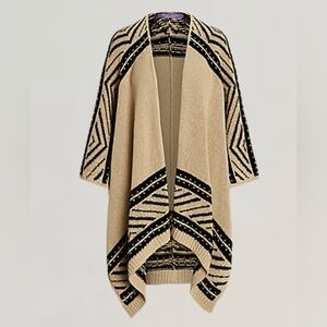 Ralph Lauren’s purple label Women’s Geo-Motif 100% Silk Jacquard Ruana Sweater